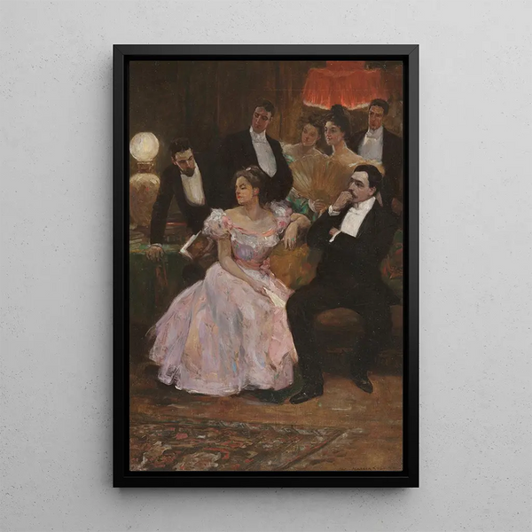 Reproduction of the painting of a formal meeting - Alice Barber Stephens
