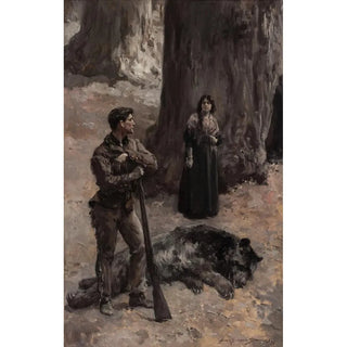 The Bear Hunter - Alice Barber Stephens — artwork view