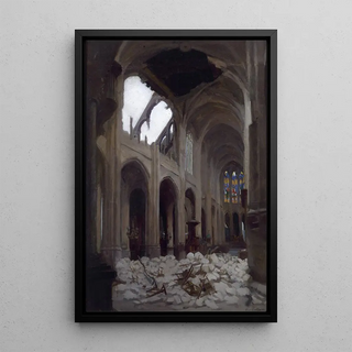 Interior painting of the Saint-Gervais church after the Good Friday bombing on March 29, 1918 - Alice Mallaivre