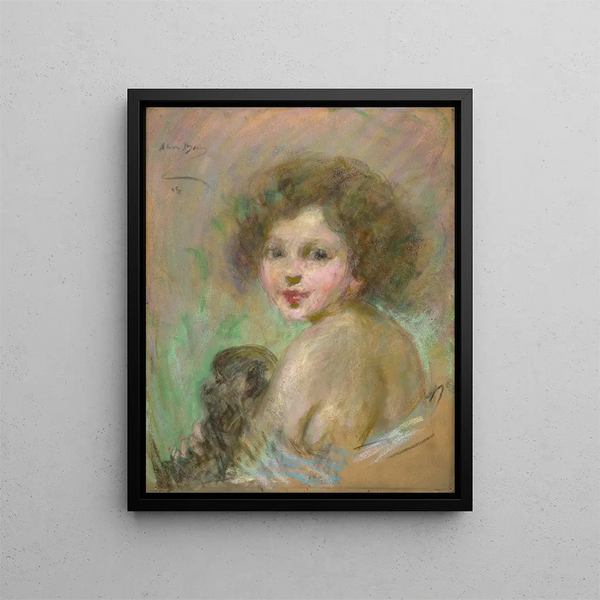 Child with a Monkey - Alice Pike Barney — framed artwork on a wall