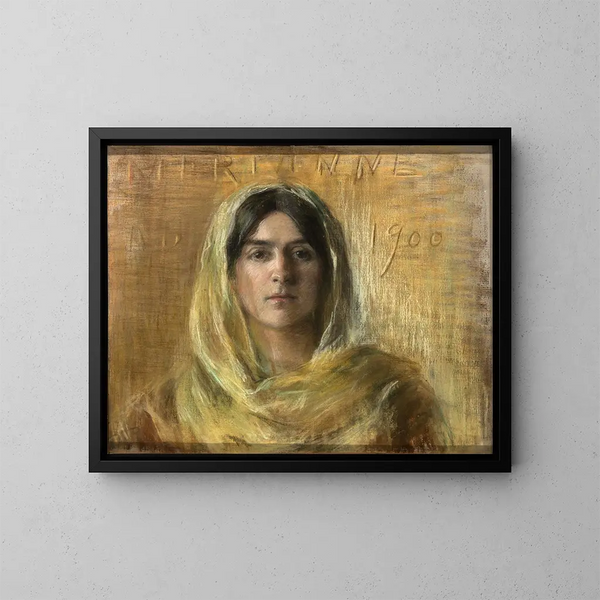 Marianne in yellow - Alice Pike Barney — framed artwork on a wall