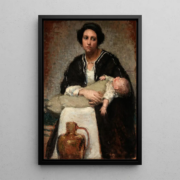 Mother and baby sleeping - Alice Pike Barney — framed artwork on a wall