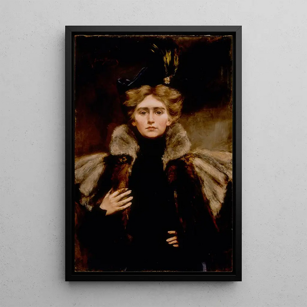 Natalie in a fur cape - Alice Pike Barney — framed artwork on a wall