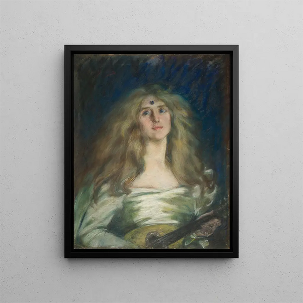 Natalie with a Mandolin - Alice Pike Barney — framed artwork on a wall