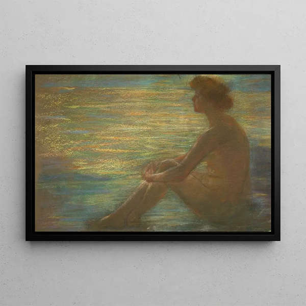 Nude against the sea - Alice Pike Barney — framed artwork on a wall