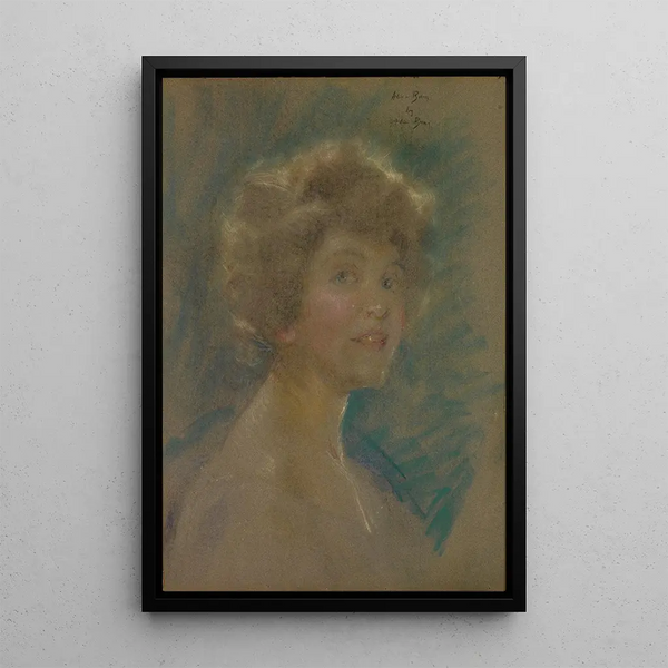 Self-portrait in light tones - Alice Pike Barney — framed artwork on a wall