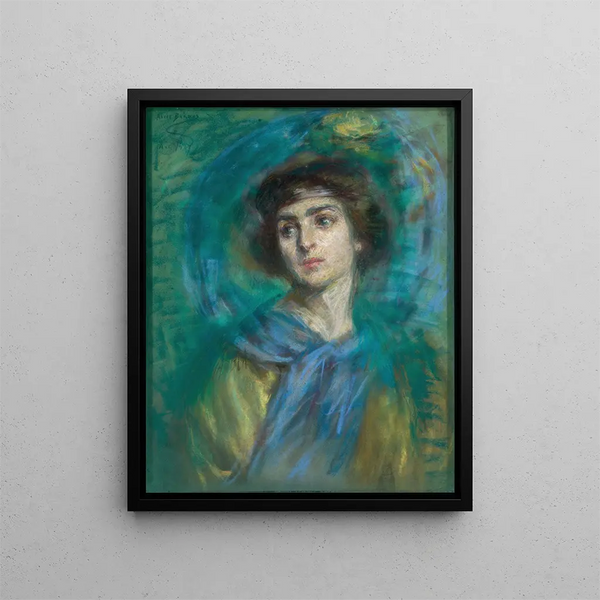 L'écharpe bleue - Alice Pike Barney — framed artwork on a wall