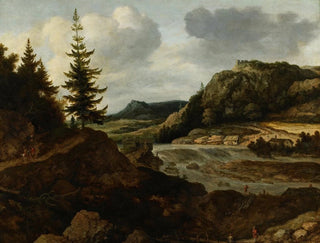 a mountainous river landscape with travelers - Allaert van Everdingen — artwork view