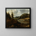 a mountainous river landscape with travelers - Allaert van Everdingen — framed artwork on a wall