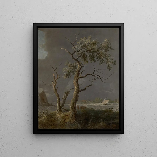 Trees by the water's edge (1) - Allaert van Everdingen — framed artwork on a wall