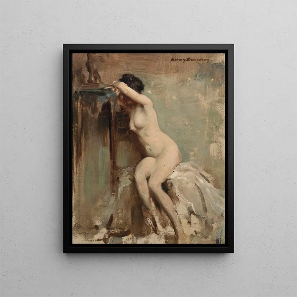 Nude Sitting Painting - Allan Douglas Davidson — framed artwork on a wall