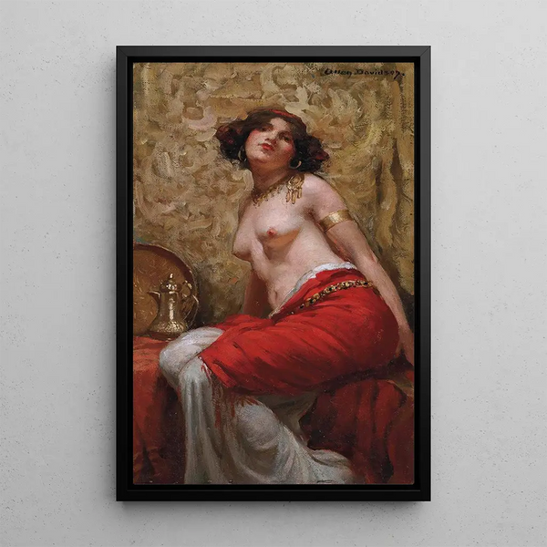 Odalisque seated - Allan Douglas Davidson — framed artwork on a wall