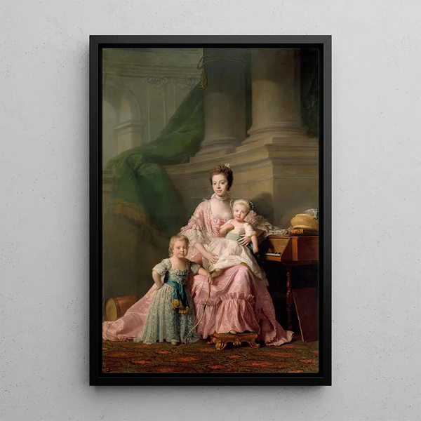 Reproduction of the painting of Queen Charlotte with her two eldest sons - Allan Ramsay