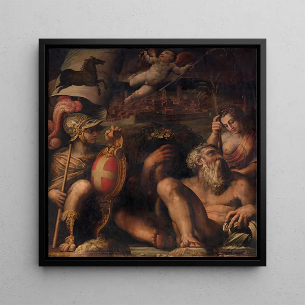 Allegory of Arezzo - Giorgio Vasari — framed artwork on a wall