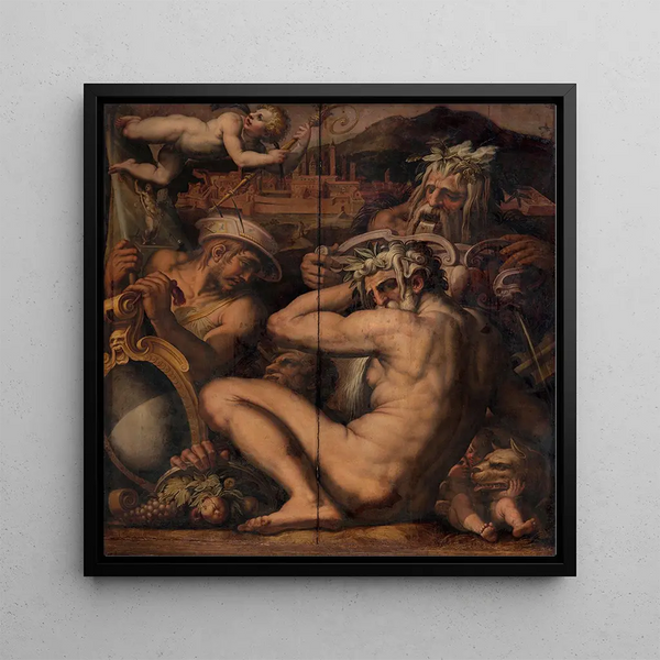 Allegory of Borgo San Sepolcro and Anghiari - Giorgio Vasari — framed artwork on a wall