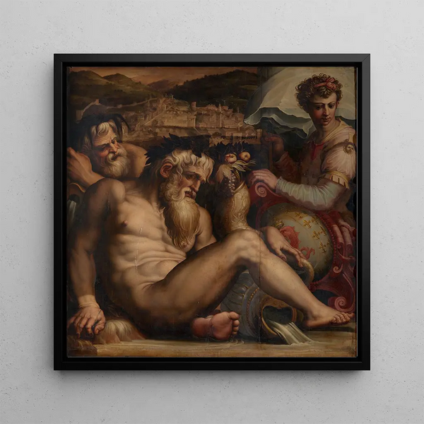 Allegory of Pescia - Giorgio Vasari — framed artwork on a wall