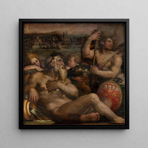 Allegory of Prato - Giorgio Vasari — framed artwork on a wall