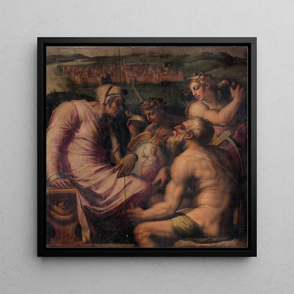 Allegory of San Giovanni Valdarno - Giorgio Vasari — framed artwork on a wall