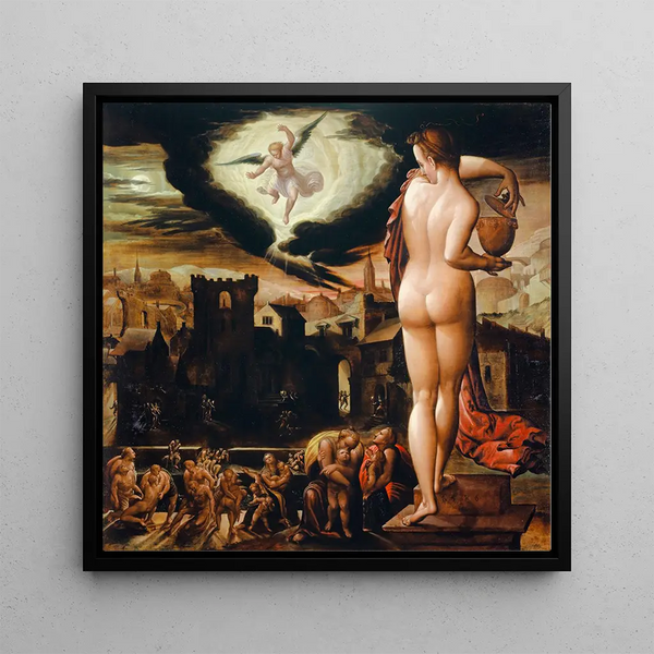 Allegory of the Night - Hans Bock l'Ancien — framed artwork on a wall