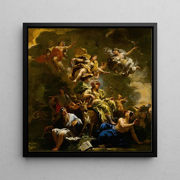 Allegory of Prudence - Luca Giordano — framed artwork on a wall