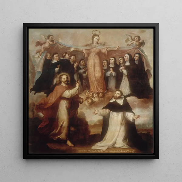 Allégorie de la Vierge patronne des Dominicains - Miguel Cabrera — framed artwork on a wall