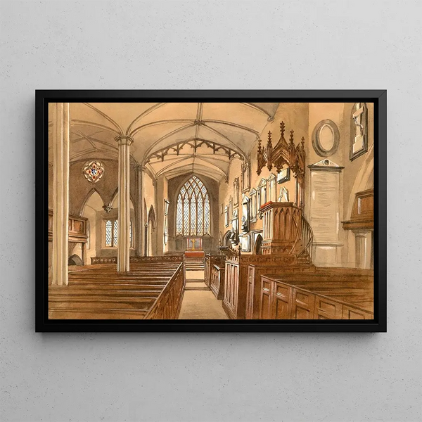 Old Handsworth Church before Restoration - Allen Edward Everitt — framed artwork on a wall