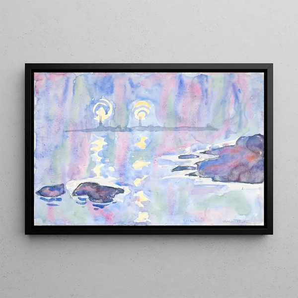 Aquarelle No 73 Blue and Lavender - Allen Tucker — framed artwork on a wall