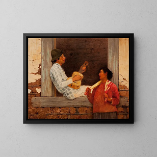 The Guitar Player - Almeida Júnior — framed artwork on a wall