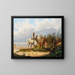 Cavaliers avec des chevaux à l'abreuvoir - Alois Bach — framed artwork on a wall
