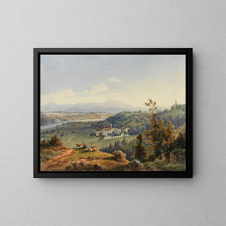 View of the Schäftlarn Monastery - Alois Flad — framed artwork on a wall