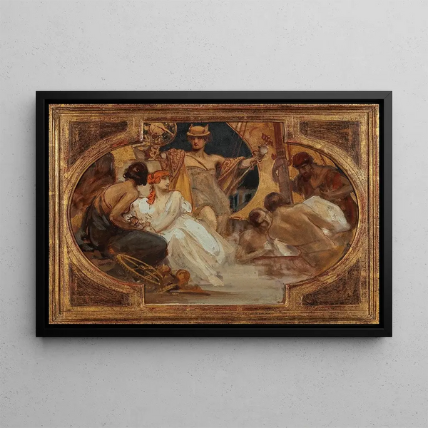 Allegory ceiling sketch II - Alois Hans Schram — framed artwork on a wall