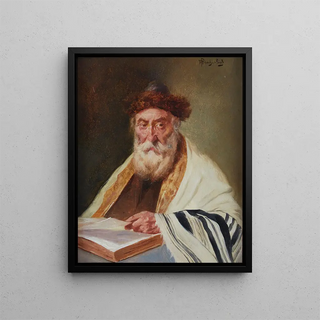 a rabbi's portrait - Alois Heinrich Priechenfried — framed artwork on a wall