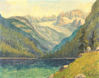 Mountain Lake Painting - Alois Hernick — artwork view