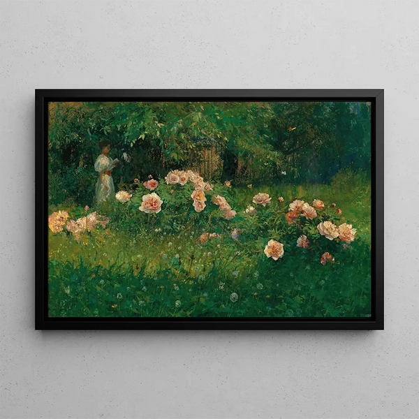 A Rose Garden - Alois Kalvoda — framed artwork on a wall