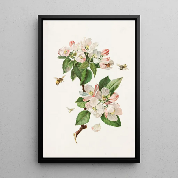 Apple Blossom and Bees - Alois Lunzer — framed artwork on a wall