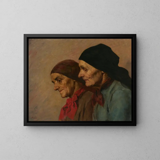 Two women of the city - Alois Schlichtig — framed artwork on a wall