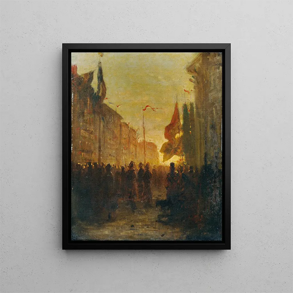 Festive Flags Painting - Alois Schönn — framed artwork on a wall
