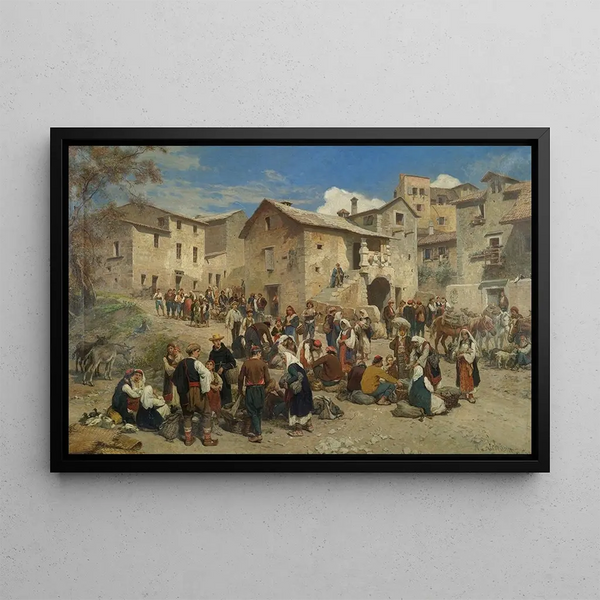 Market in Sarajevo - Alois Schönn — framed artwork on a wall