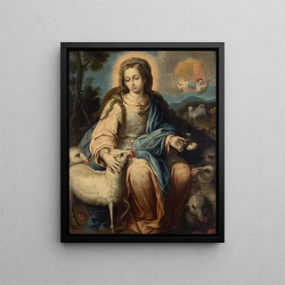 The Virgin as a shepherdess - Alonso Miguel de Tovar — framed artwork on a wall