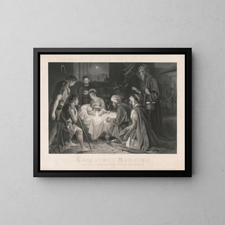 Christmas Morning Painting - Alonzo Chappel — framed artwork on a wall
