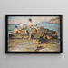 Boys on a Rocky Beach - Alphons Hollaender — framed artwork on a wall