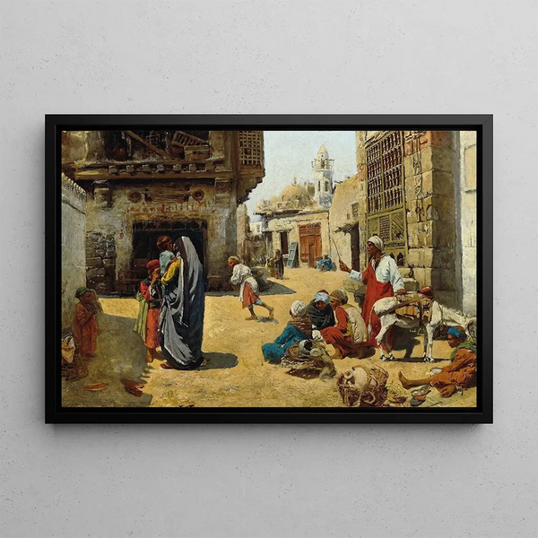 Street scene painting in Cairo - Alphons Leopold Mielich — framed artwork on a wall