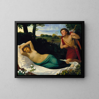 Cupid and Psyche - Alphonse Legros — framed artwork on a wall