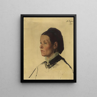 Portrait of a Woman - Alphonse Legros — framed artwork on a wall