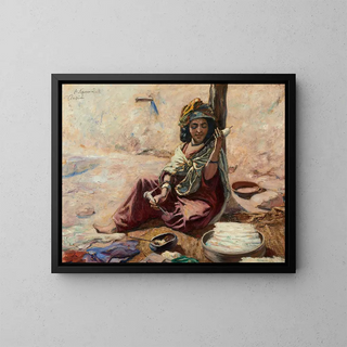 The Spinner - Alphonse Léon Germain Thill — framed artwork on a wall