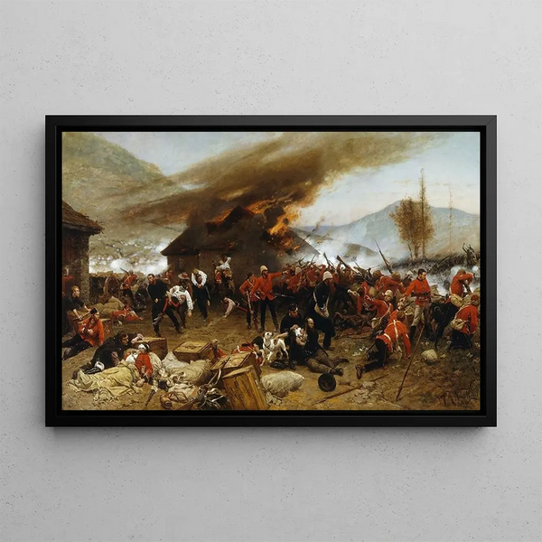 La défense de Rorke's Drift 1879 - Alphonse Marie de Neuville — framed artwork on a wall