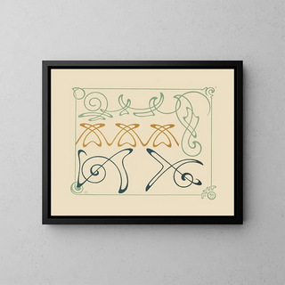 Conception abstraite basée sur des arabesques - Alphonse Mucha — framed artwork on a wall