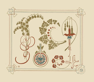 an abstract design based on flowers and leaves - Alphonse Mucha — artwork view