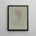Portrait painting of a girl with hands in her hair - Alphonse Mucha — framed artwork on a wall