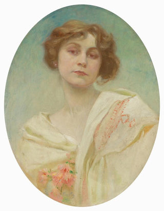 Portrait of a Young Woman in Folk Costume - Alphonse Mucha — artwork view